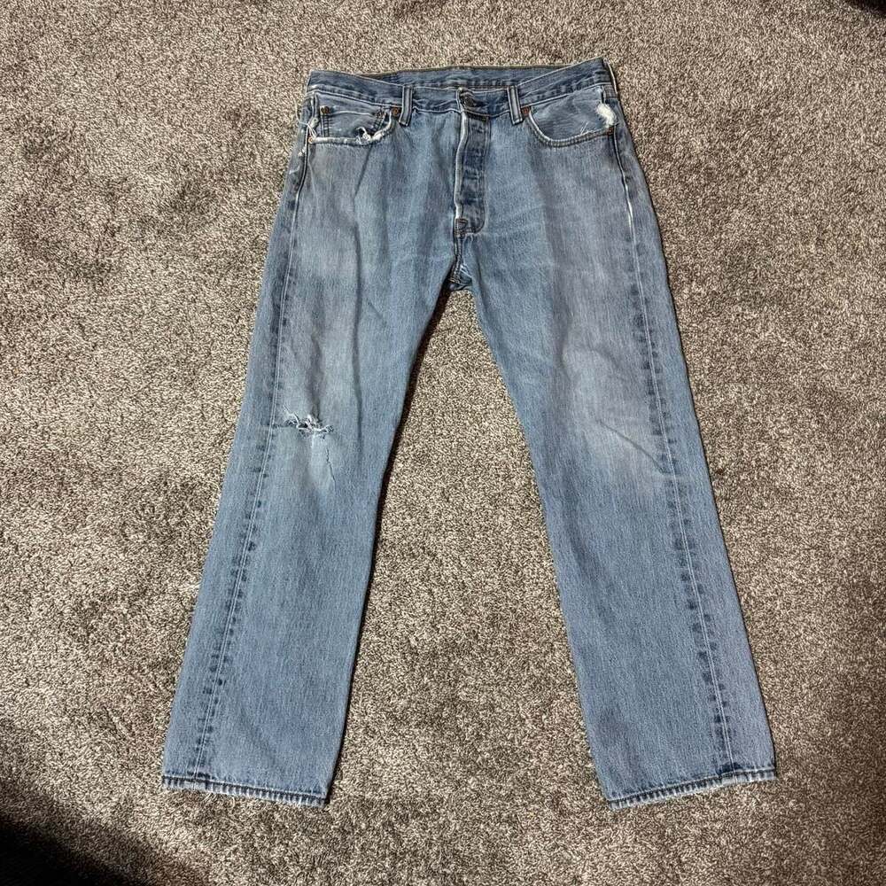 Levi's 501 Original Fit Distressed Jeans, Light Wash, Size 34x30